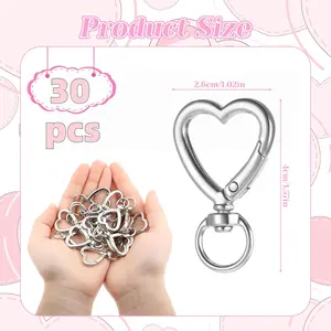 30pack Metal Heart Shape Keychain Keychain Clip Metal Spring Snap for Keychain Hanging Buckle and Bag Accessories Spring Snap  Key Chains Accessories