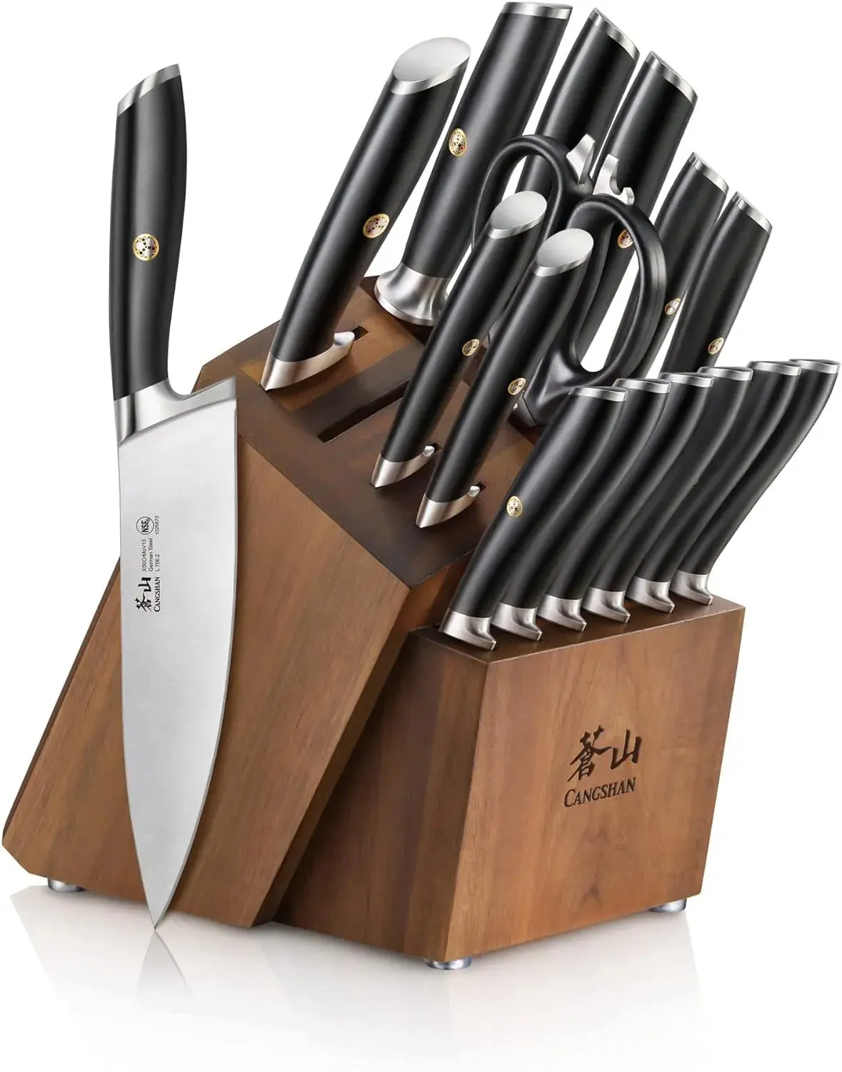 17-Piece German Steel Forged Knife Set - Natural Wood