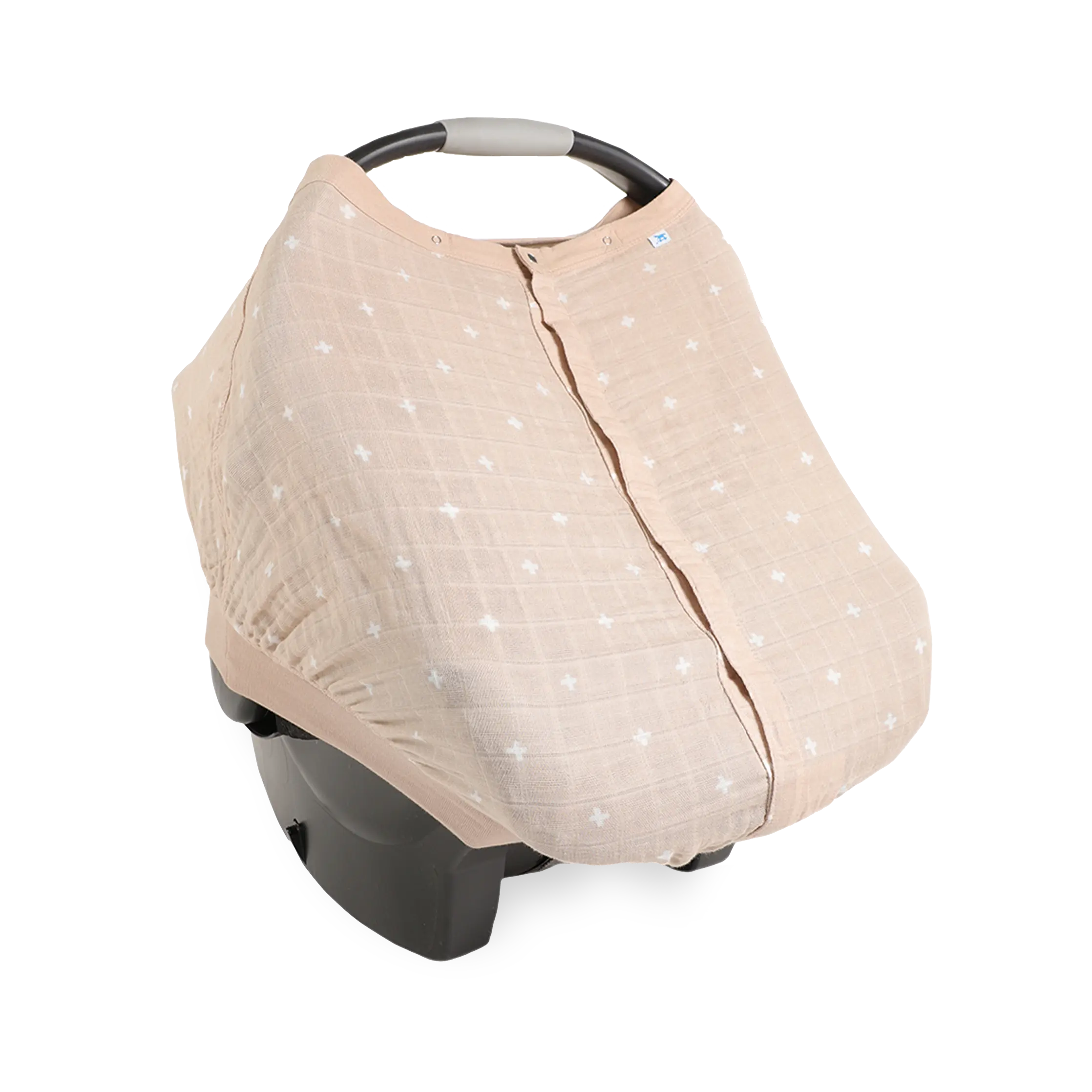 Cotton Muslin Car Seat Canopy - Taupe Cross Cotton Muslin Car Seat Canopy - Taupe Cross