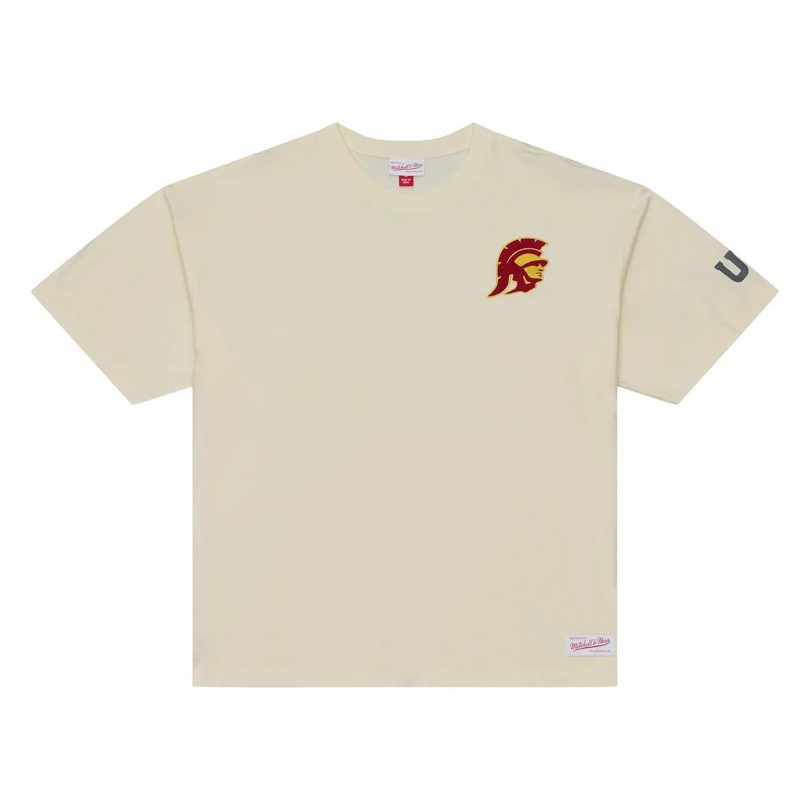 USC Trojans Cream Heritage Hues Oversized T-Shirt NCAA Throwback Tee Graphic Vintage Fan Gear Mitchell & Ness