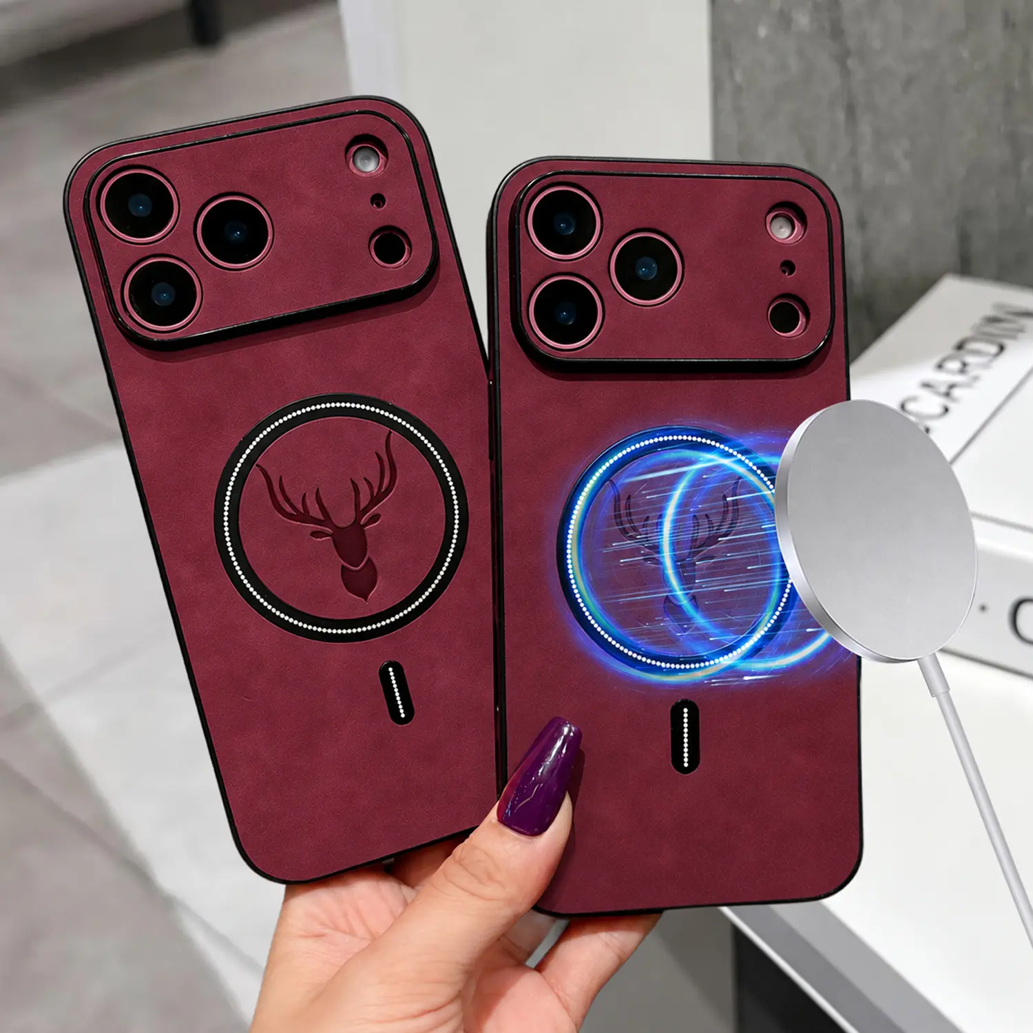 Premium Leather Shockproof MagSafe Casing for iPhone 18 Pro Max 17 16 15 14 13 12 –Wireless Charging Compatible, Slim Fit, Durable, Luxury Stylish Cover for Men