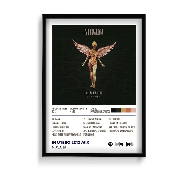 In Utero 2013 Mix by Nirvana Music Album Poster