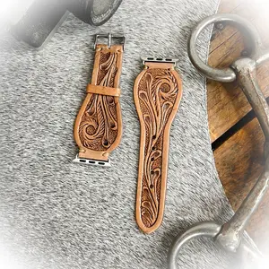 Classic Tooled Leather Watch Band | Western Tooled Leather Watch Band (38mm–41mm)