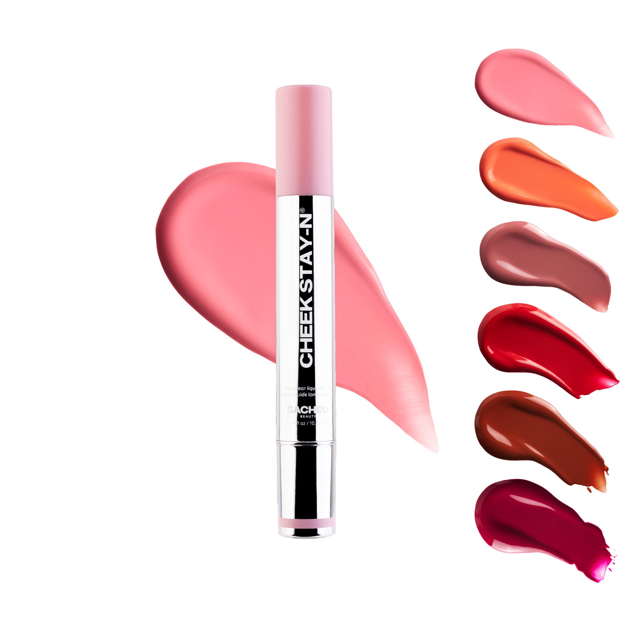 sacheu Cheek STAY-N blush - All-day Liquid Blush Tint Makeup - Long-lasting, buildable, ultra-blendable dewy blush - Comes in Rose Peach and others