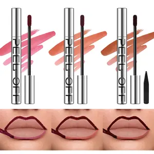 Long-lasting Peel Off Lip Liner Stain, 3 Counts/set Liquid Lip Liner Matte Waterproof High Pigmented Transfer-proof Color Peel Off Lip Liner, Lip Makeup Tool for Girls Makeup Lipliner