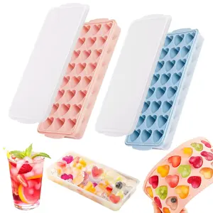 Heart-Shaped Ice Tray Set, Mini Silicone Heart Ice Molds with Lids, Perfect for Whiskey Cocktails, Valentine's Day Chocolate Candy Jello Soft Sugar Soap