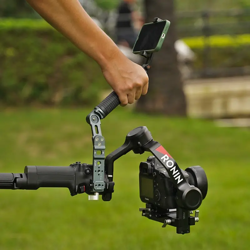 XILETU Foldable Gimbal Handle for DJI RS Stabilizers, Adjustable Wrist-Saving Grip, Low Angle Shooting Handle for Smooth Camera Shots