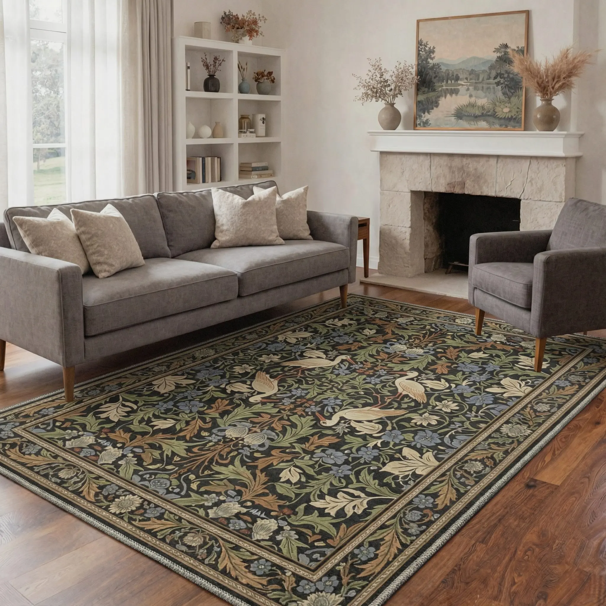 【Deals For You Days】GENIMO Carpet – Machine Washable, Pet Friendly, Soft Area Rug, Non-Slip Floor Rug, Perfect Home Decor for Any Room ,ARC1505-LEAF