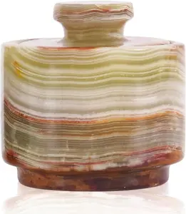 Marble Salt Cellar with Lid 3" Green Onyx Stone Salt Holder for Counter & Stone Salt Container, Salt Dish, Salt Box &  Jar
