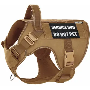 Tactical Dog Harness for Medium Large Dogs, 2X Lightweight Metal Buckle Service Dog Harness with Do Not Pet Patches, Reflective Military Dog Harness for Hiking Training