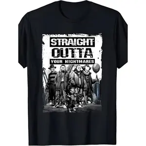 Straight Outta Nightmares Men's Retro Horror Halloween Casual Black T-shirt Novelty Graphic T Shirt funny tshirt Undershirts Tees Casual Streetwear Classic Plain Men's Women Cotton Moisture Wicking Short Sleeve Crew Neck
