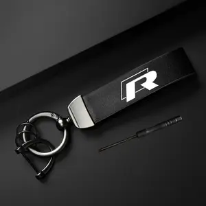 Car Keychain, PU Leather Car Keychain, Simple Design Car Interior Decoration Accessories for Volkswagen VW Rline Beetle Touareg Tiguan Touran CC Golf MK6 7, Lightweight Keychain