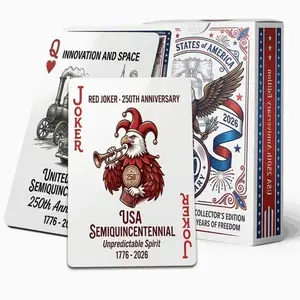 1PC 250Th Anniversary Commemorative Playing Cards, 1776-2026 Commemorative Playing Cards, Standard Size Premium Playing Cards, Collectible Souvenirs for Patriotic Holidays, Game Nights，party supplies