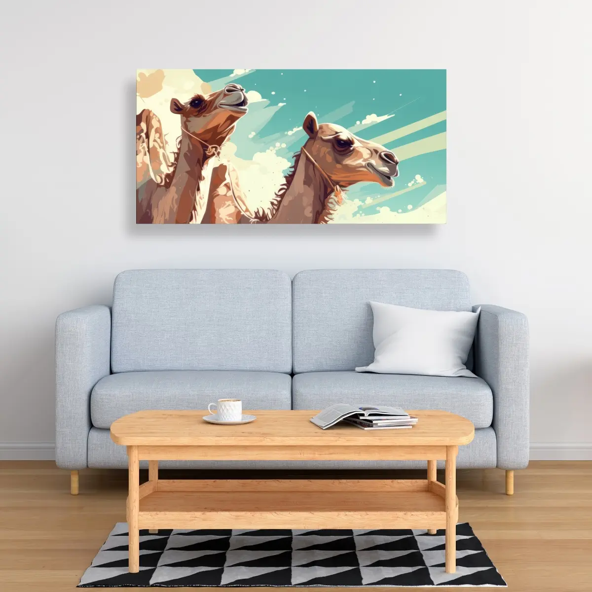 Pictorem C1RC2448T1MIW7 24 x 48 in. Two Camels Beige Canvas Wall Art - Elegant Home Decor Artwork