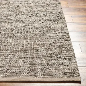 Aneko Khaki Handwoven Leather Rag Carpet Aneko Khaki Handwoven Leather Rag Carpet