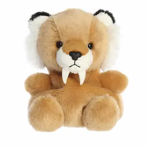Palm Pals Adorable Ash Saber Tooth Tiger 5 inch Brown Mini Soft Plush Collectable Stuffed Animal