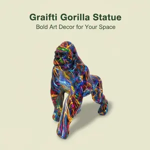 Doodle Gorilla Figurine, Colorful Street Art Gorilla Sculpture, Modern Home Decor, Unique Personality Decoration