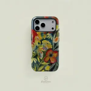 Watercolor Floral Print Phone Case Cover, Durable Shockproof Two-In-One Protection, Fits iPhone 17 16 15 14 13 12 Pro Max, Samsung Galaxy S25 S24 S23 S22 Ultra Series