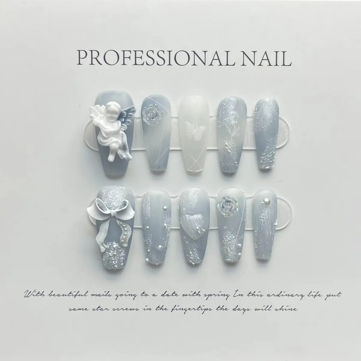 A25Long- Reusable Premium Press on Nails Gel | Fake Nails | Cute Fun Colorful Gel Nail Artist faux nails