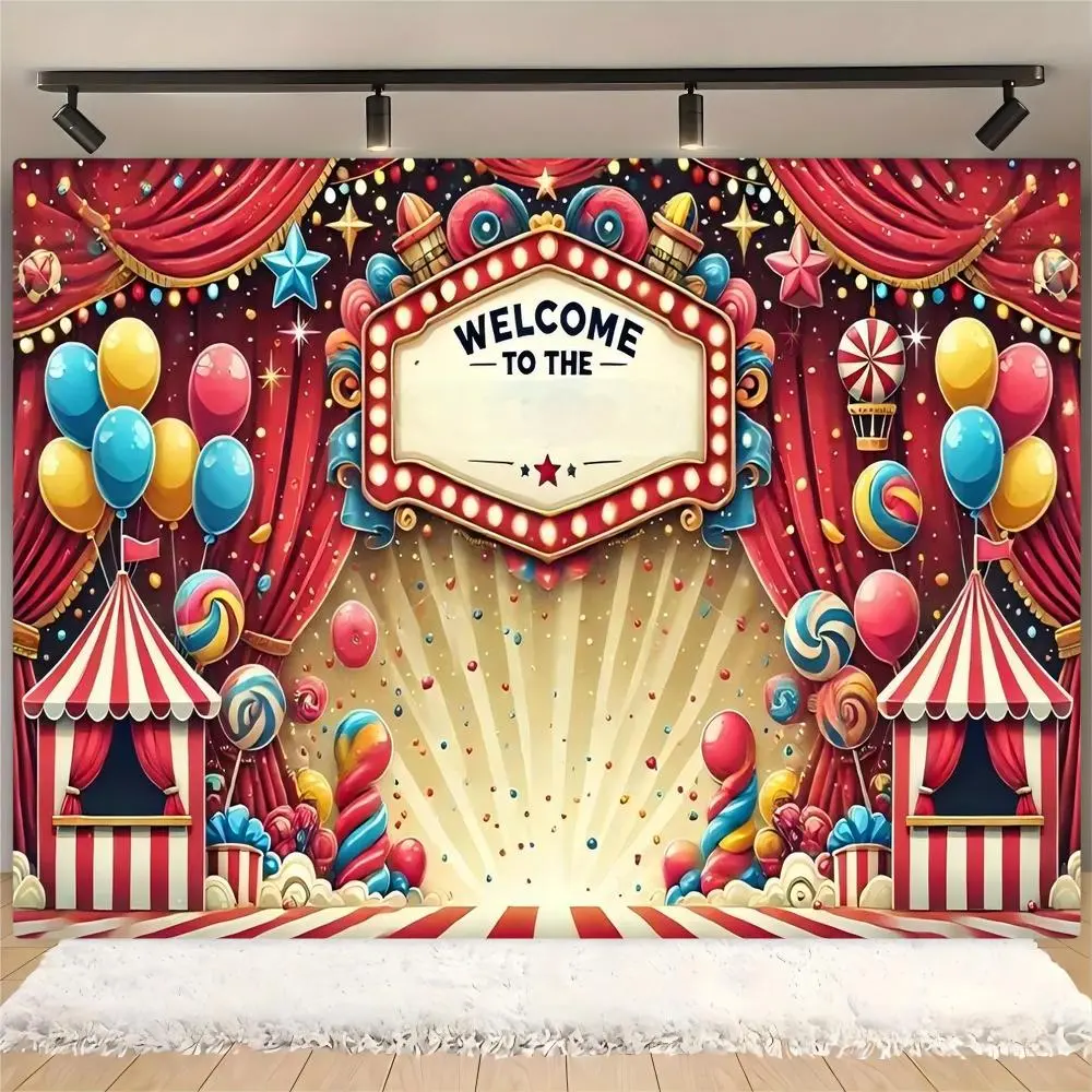 Carnival Theme Party Backdrop, 1 Count Colorful Carnival Theme Party Banner, Party Decoration Supplies for Home Garden Party, Ornaments