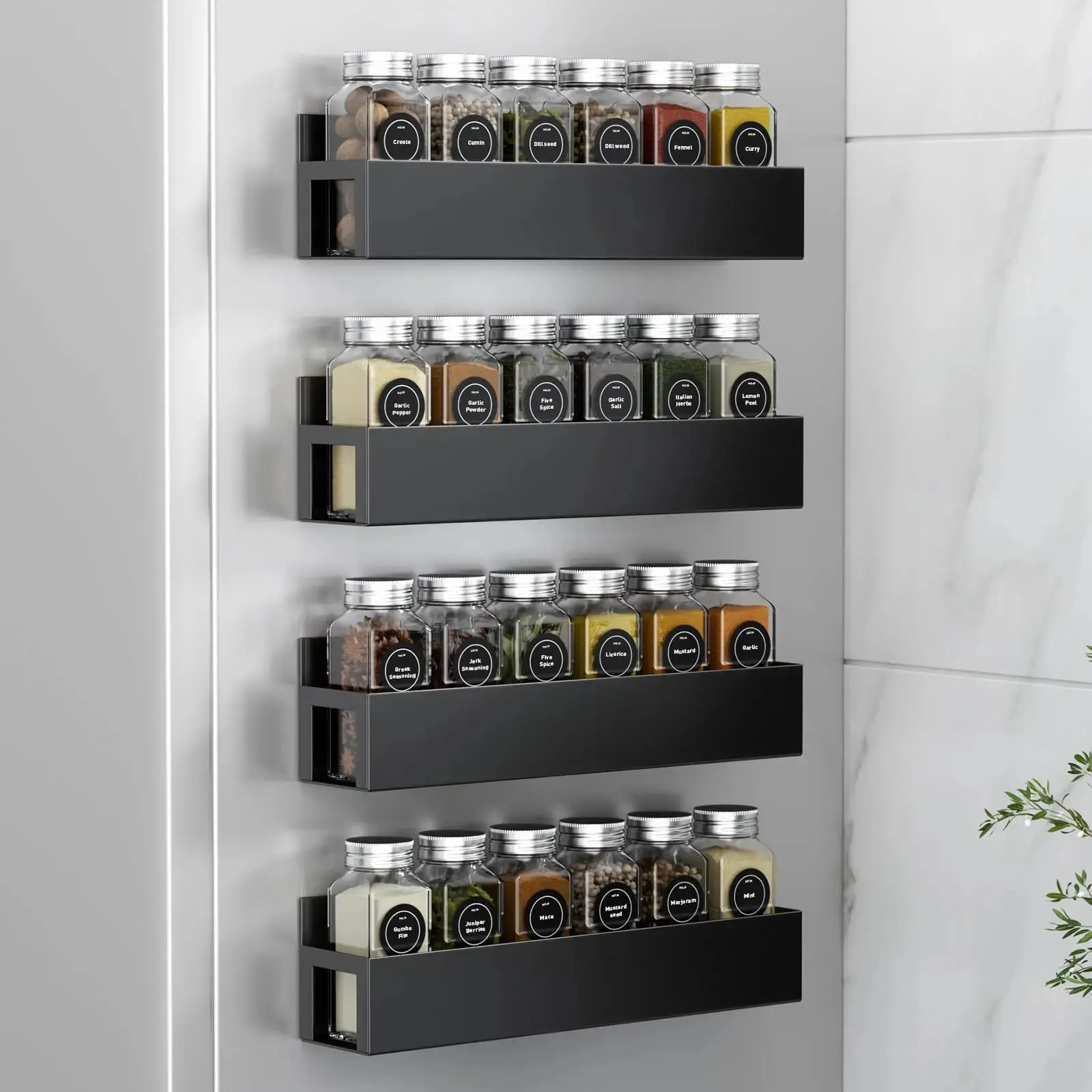 Magnetic Metal Rectangular 12 in Movable Adjustable Organizer - Fridge Storage Rack for Kitchen Seasoning, Refrigerator, Oven, Small Room Home Supplies, Adjustable Hook