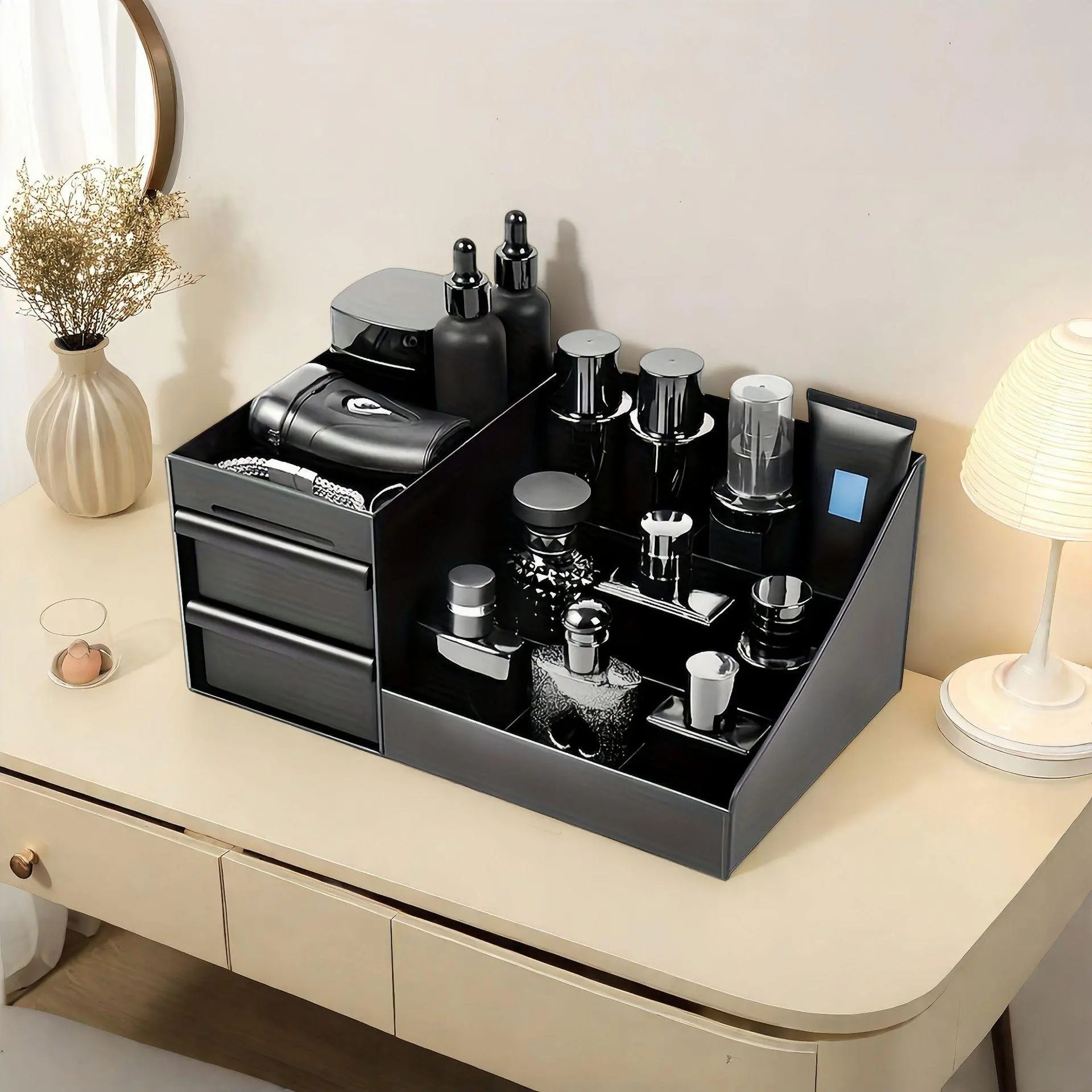 Large Vanity Organizer, Beauty Organizer, Durable Multilayer Storage Solution, Ideal for Men, Organizes Cologne, Deodorant, Beard Care, Perfect for Bathrooms & Bedrooms