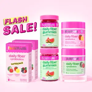 BelliWelli Best Value Bundle -  Daily Fiber Gummies & Powder, 4-Month Supply, Supports Digestion & Regularity, 20 Stick Packs, 2 Gummies, 2 Fiber Tubs