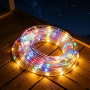 72ft Solar RGB Tube String Lights, Waterproof Outdoor Lights with 8 Modes & Dimmable Function, Flexible Transparent Tubes for Valentine's Day, New Home, Party Decor, Proposal & Wedding Ambiance, Patio, Garden & Holiday Decor - Romantic Vibe