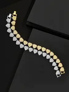Heart shaped zircon sparkling bracelet, tennis bracelet, hip-hop luxurious and fashionable buckle bracelet, suitable for daily wear, vacation and dating occasions, and also a surprising and exquisite small gift.