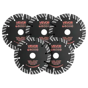 VEVOR Diamond Blades 5.24 inch, 5-Pack Wall Chaser Saw Blade Cutting Blade, 0.79 in Arbor, High-Hardness Diamond Segments, 65Mn Steel Core, Dry Wet Cutting, Clean Edges for Concrete Brick Stone Cemen