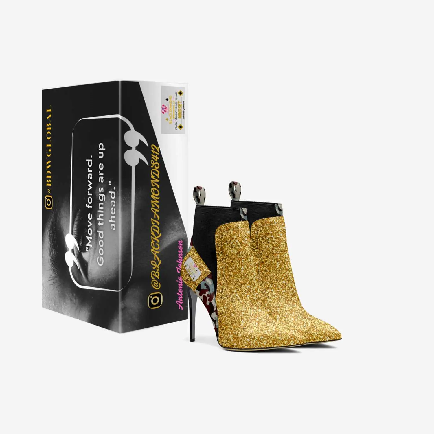 MINDSET - Heels 10.5 cm Stiletto Heel Italian Craftsmanship Gold Glitter Sock-Shaped Design Evening Wear Fashion Statement Shoes
