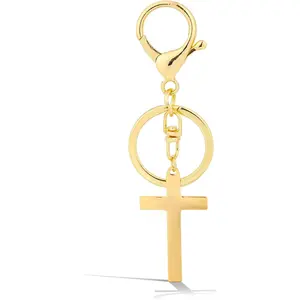 Gold Cross Keychain for Women & Men, Stainless Steel Christian Cross Keychain Catholic Religious Accessory for Keys Handbags Car Keys Purse Charms