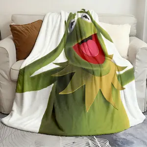 Exquisite Blanket Kermit The Frog Muppets Flannel Cozy Blanket Breathable blanket Suitable for living room bedroom warming blanket