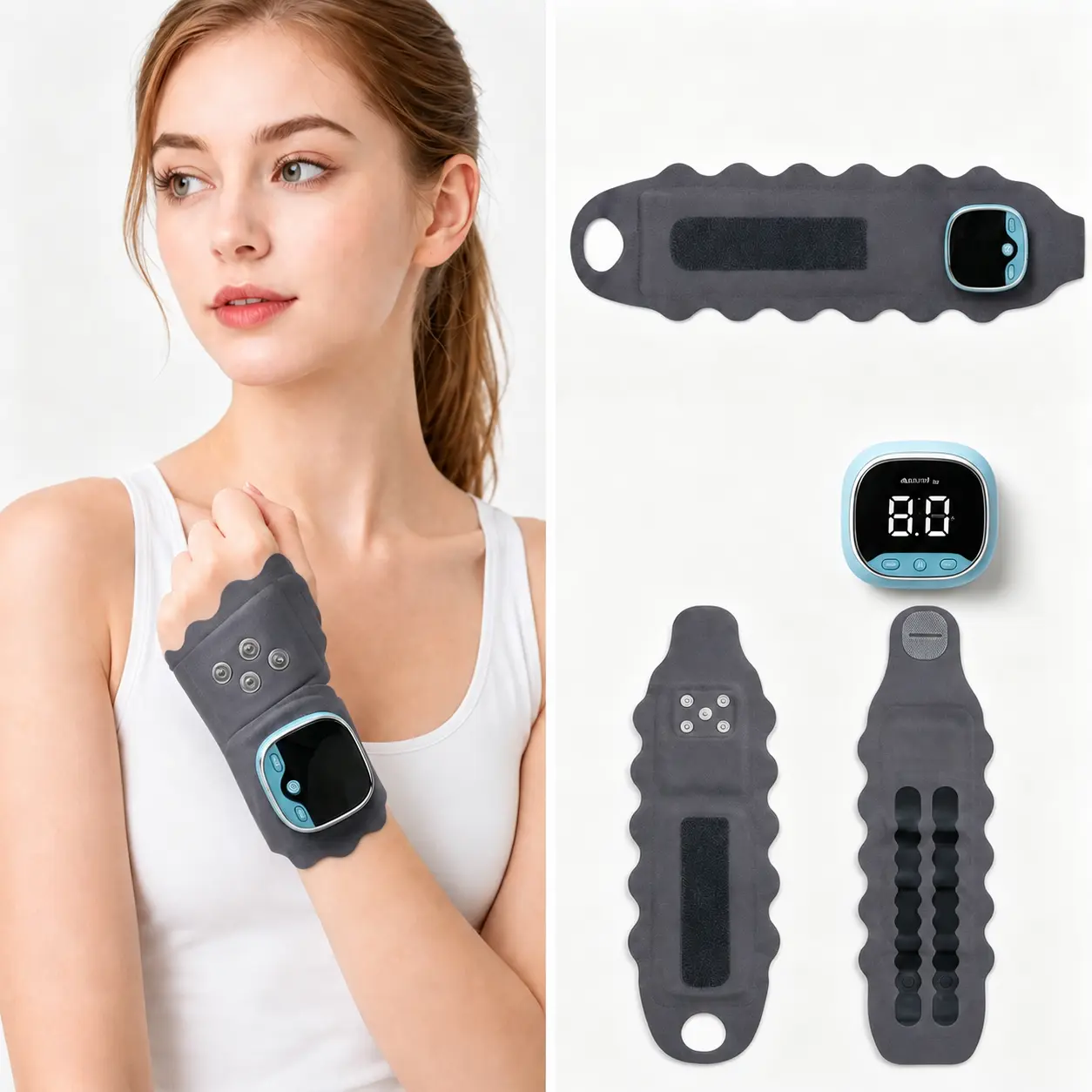 Electric Hand Massager with Heat for Carpal Tunnel Relief, Rechargeable Cordless Wrist Massage Wrap with Vibration Modes, Portable Hand Therapy for Women Men Adjustable strength