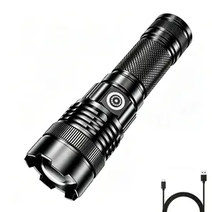 SKYWOLFEYE Tactical Flashlight High Lumens Super Bright LED, USB-C Rechargeable Zoomable Flashlights with Emergency Power Bank, IP65 Waterproof, 4 Modes Heavy Duty Light for Camping, Emergency, Survival & Mechanics