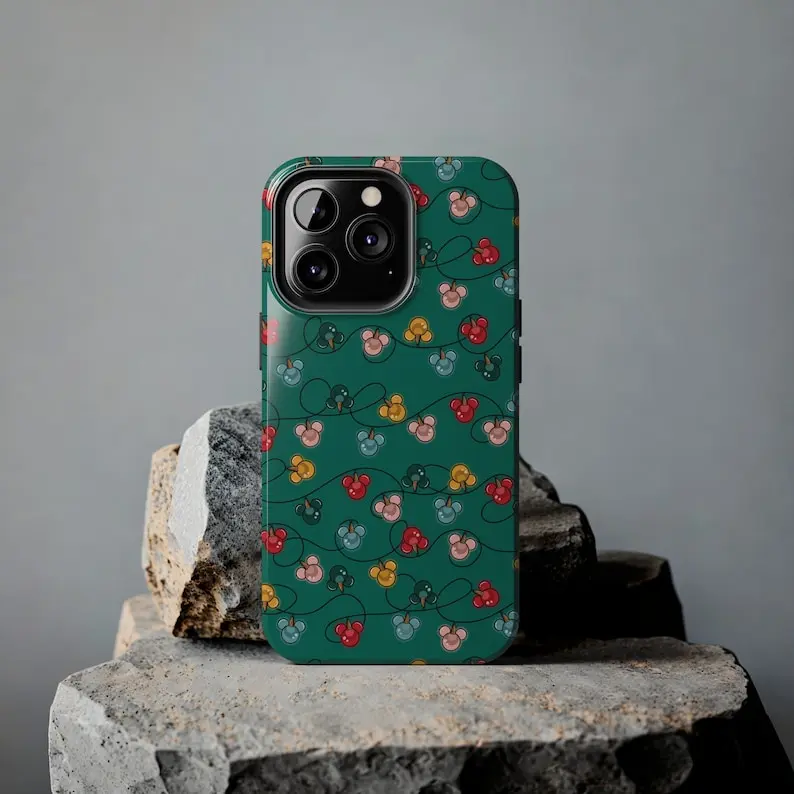 iPhone Christmas Lights Mickey Heads Case Christmas with Mickey Heads Holiday Cheerful Lights Compatible for iphone 15 14 13 12 11 Promax Mini Plus waterproof transparent