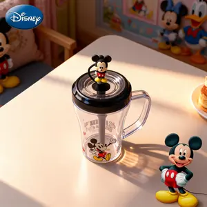 Disney Mickey Officially Licensed Straw Lid Cup Spill Proof Tumbler Lightweight Unbreakable Cup Collectible Design Travel Cup Cute Party Drinkware Dishwasher Supplies 1Pc