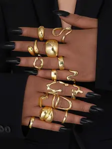 Women's Punk Style Snake Design Stackable Rings, Fashion Rings for Party, Daily Clothing Decor, Trendy All-match & Exquisite Jewelry for Birthday Gift