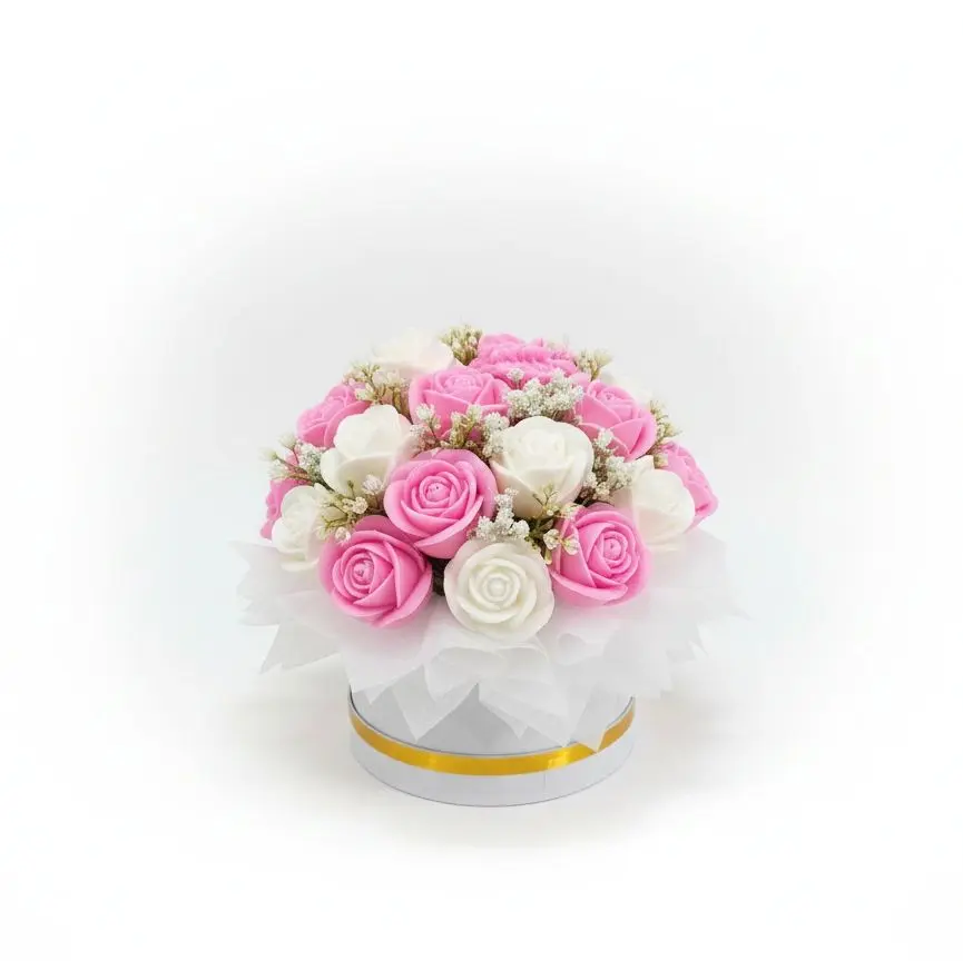 Candle Bouquet Rosado de Rosas Handcrafted