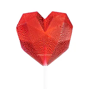 Red Diamond Heart Lollipops (5 Pieces) - Cherry Flavor