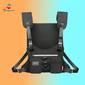 Jumahe Springtok Men's Adjustable Zipper Multi-functional Nylon Chest Bag,Reflective Stripes on Back,Sporty Vest Bag for Tennis Pickleball Outdoor Hiking Cycling Workouts,Gym Bag,Exercise Bags,Back To School Bags,2025 Sport & Outdoor Accessories