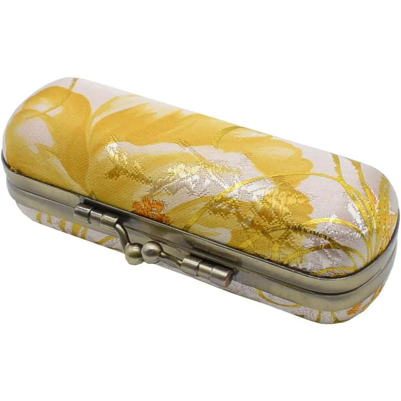Ladies Floral Lipstick Case Holder with Mirror,Makeup Cases for Women (White)