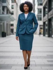 Azure Executive Women's Skirt Suit - Tailored Blazer & Pencil Skirt Set