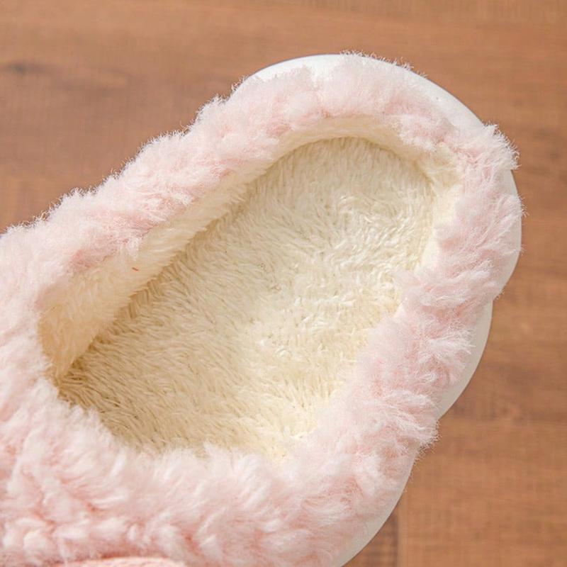 Women's Comfortable Winter Slippers With Bow - Plush Lining, Non-Slip Thick Sole Indoor Shoes, Warm & Cozy Ladies Slippers