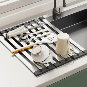 Foldable Kitchen Sink Drying Rack, Stainless Steel Dish Drainer, Space-Saving Bowl Holder, Model Xinghao Gd219-304lsj