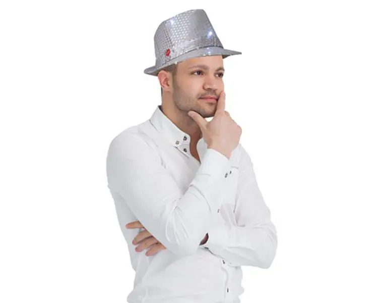 212 MAIN Fashionable Hat for Dogs & Cats - Silver, Light-Up Design with Flashing LEDs, 1 Size