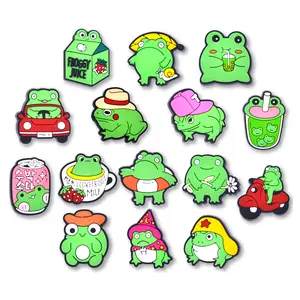 Frog Shoe Charms Animals 15PCS PVC Clog Pins Accessories Party Favors Birthday Gifts Holidays Decoration for Boys Women Girls