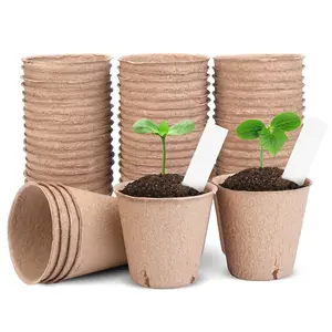 Peat Pots for Seedlings 3.15 Inch, Biodegradable Round Seed Starter Pots with 10 Plant Labels for Garden Germination, Nursery Pot with Drainage Holes (40 Pack/3.15 Inch)