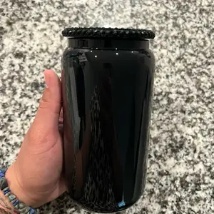 16oz Black Glass Cup