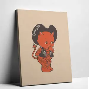 Kewpie Devil, Giclée Fine Art Print, Western Devil Print, Cowboy Devil Art,  for Home Decoration, Canvas Wall Art, Wall Art Decor Murals, Living Room | Kitchen | Bedroom Wall Decor Aesthetics